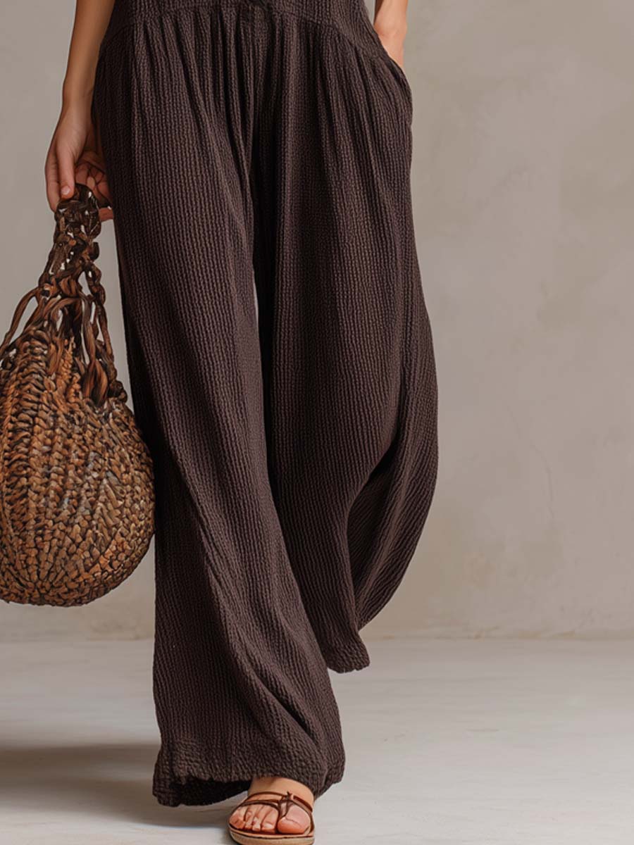 Retro ruffle knitted jumpsuit detail view