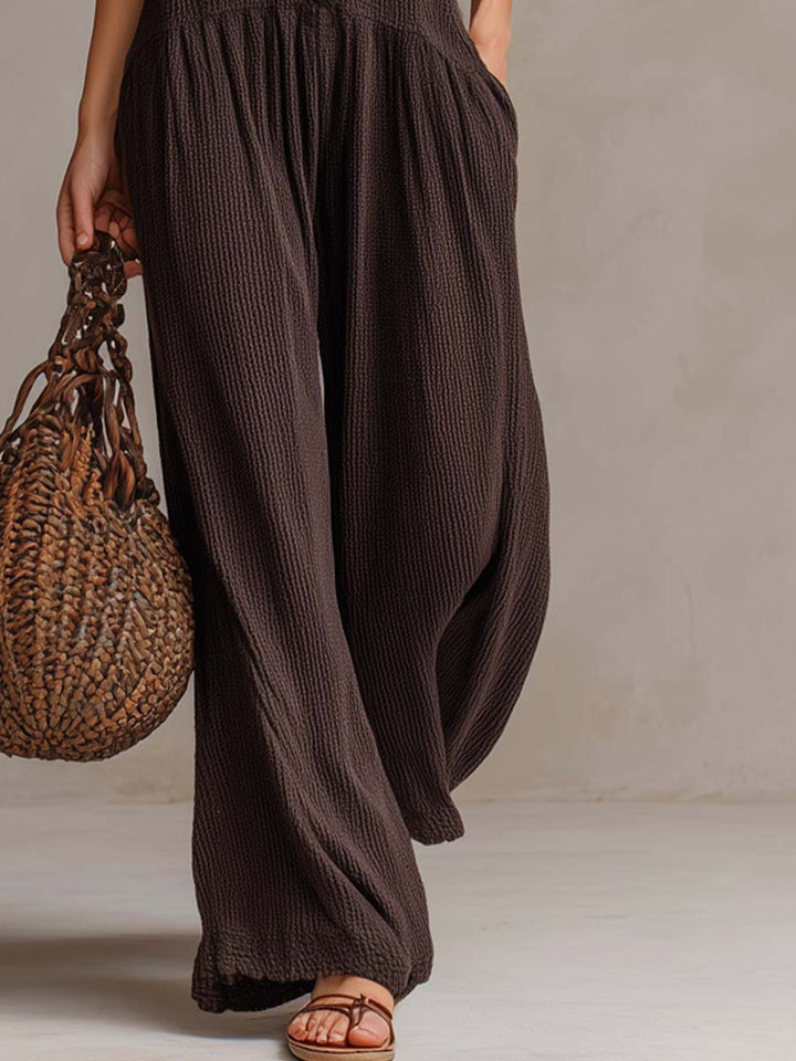 Retro ruffle knitted jumpsuit detail view