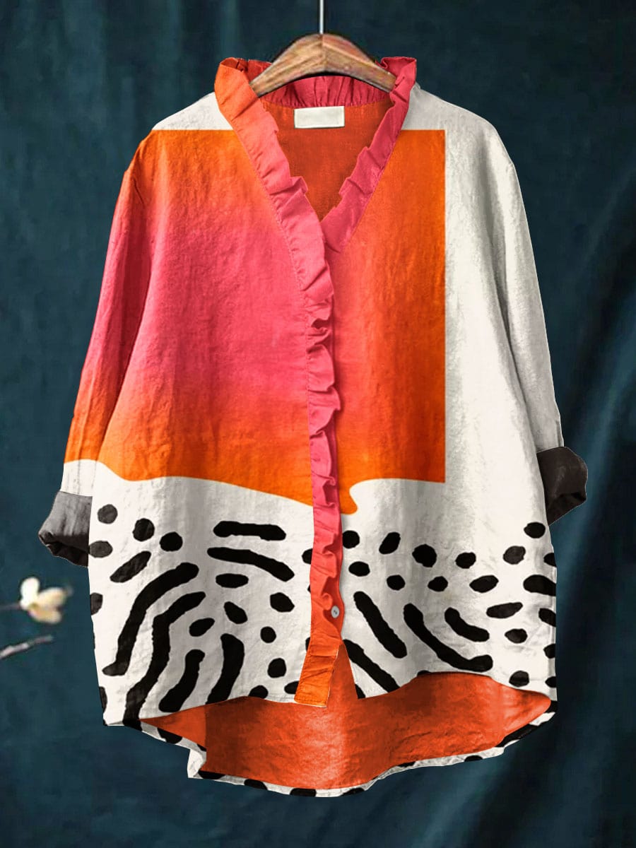 Melinda Art Print Blouse — front view