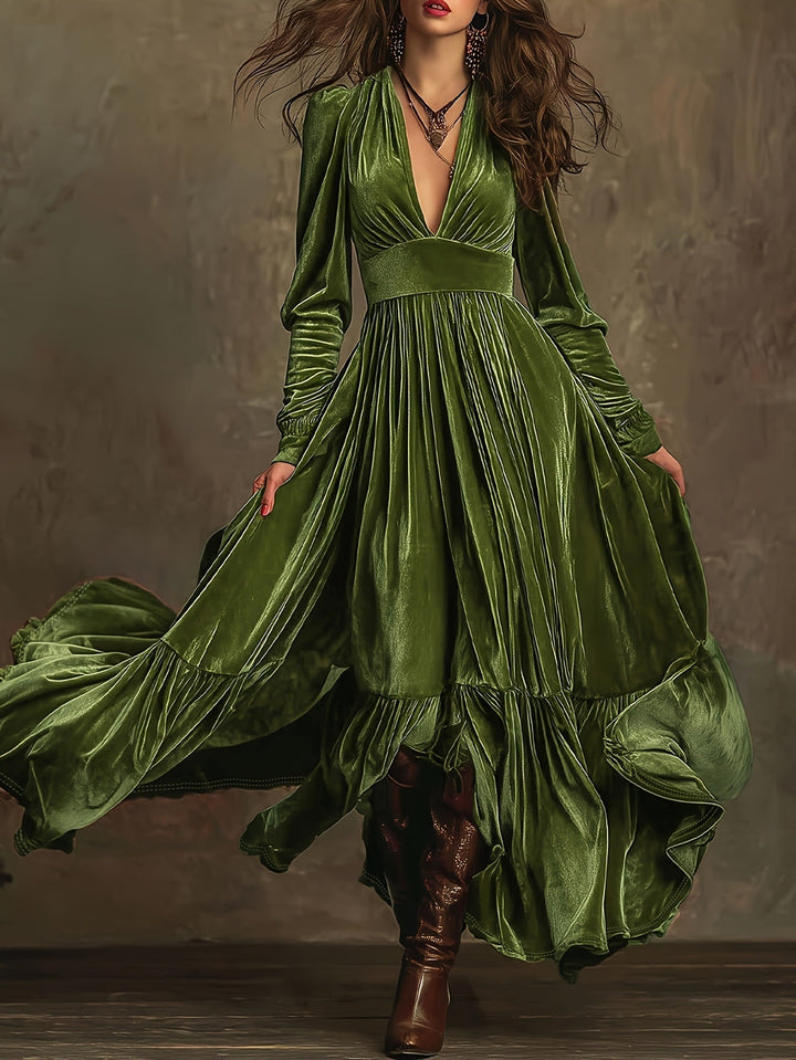 Eveline brown velvet dress – sophisticated women's winter look