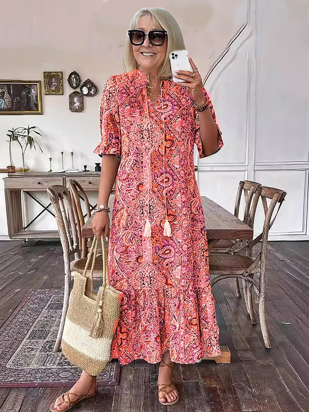 Gene Boho Summer Dress — back view