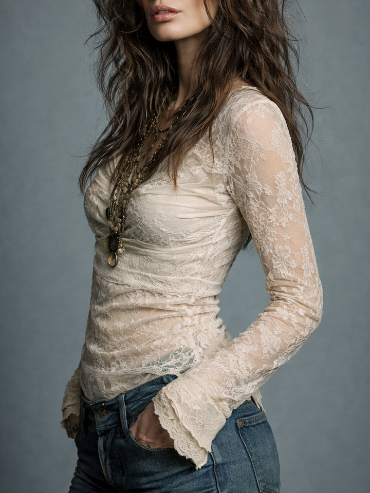 Vintage lace sleeve blouse side view