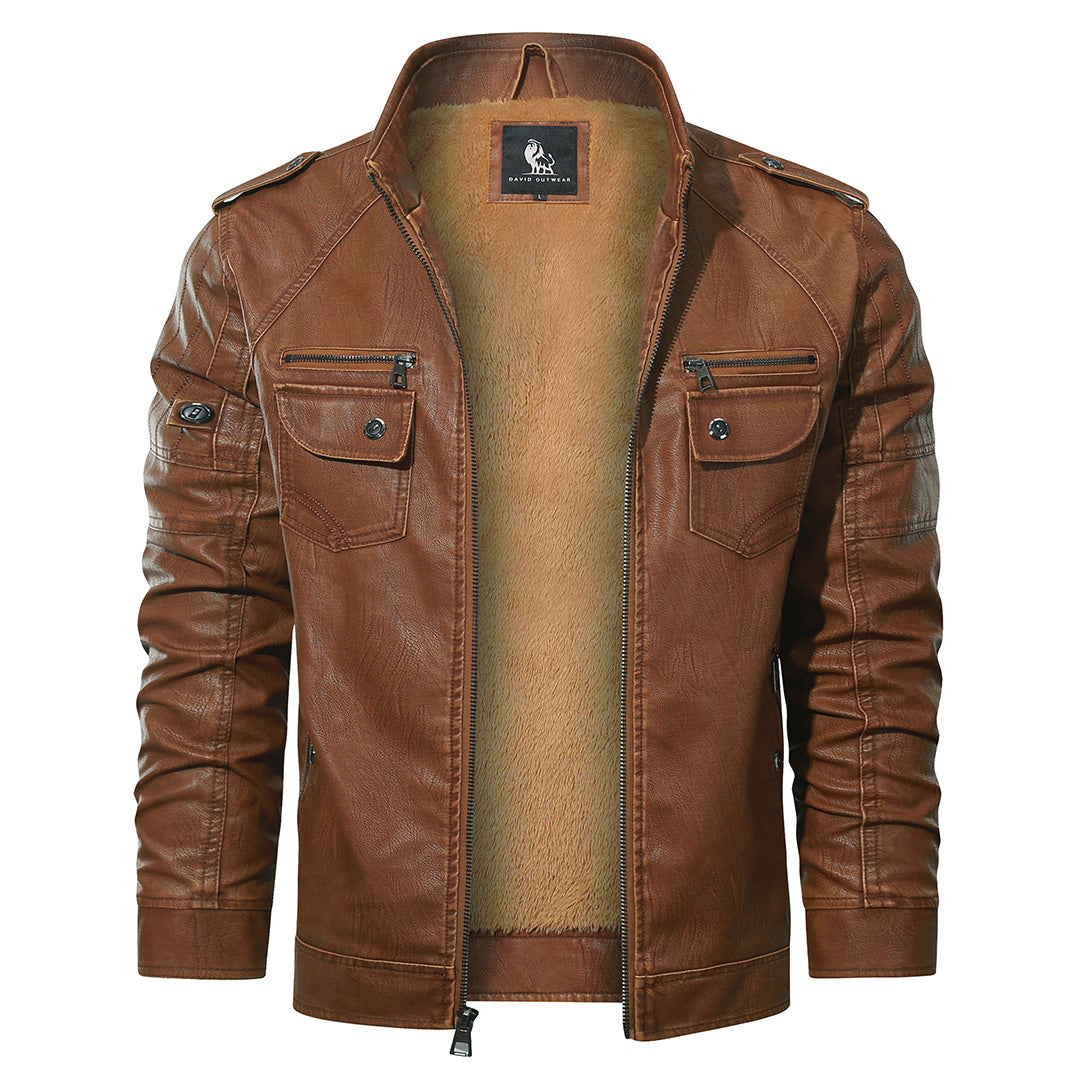 Fleece Biker Jacket Sienna Mens Front View | The Ashwell