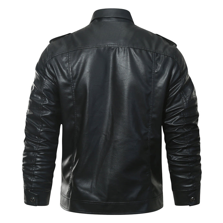 Fleece Biker Jacket Black Mens Back View | The Ashwell