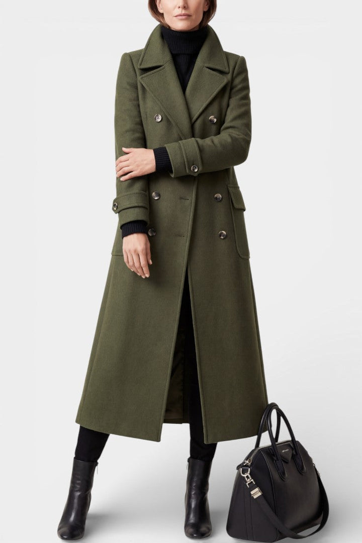 Franka tailored long wool double-breasted coat front view