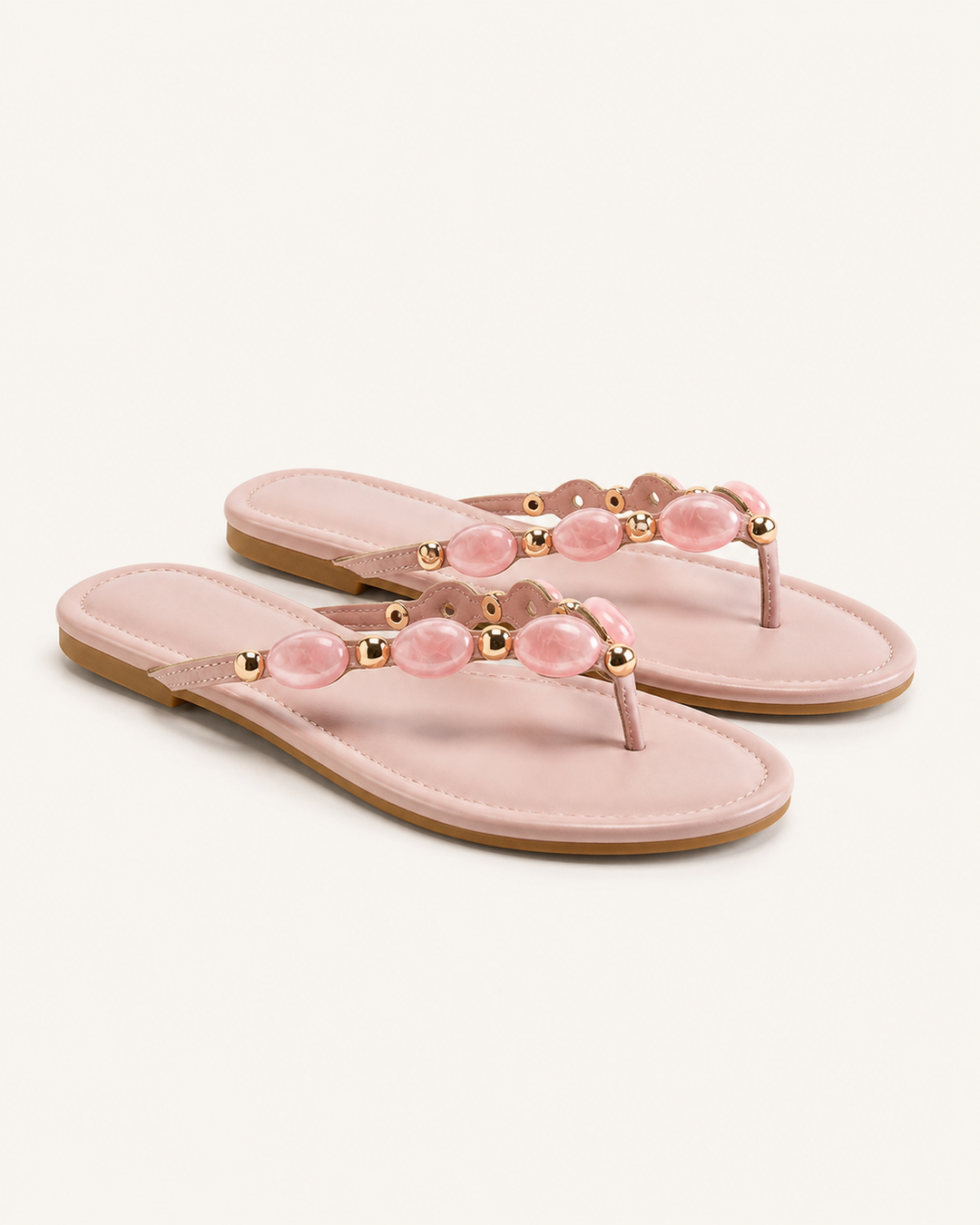 Gabrielle | Thong Sandals with Colour Stone Detail