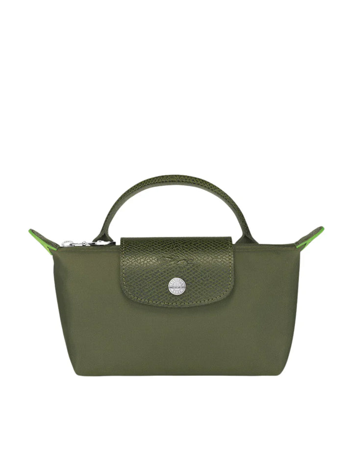 Longchamp Le Pliage Green XS Handbag Forest Khaki Green Front View Eco