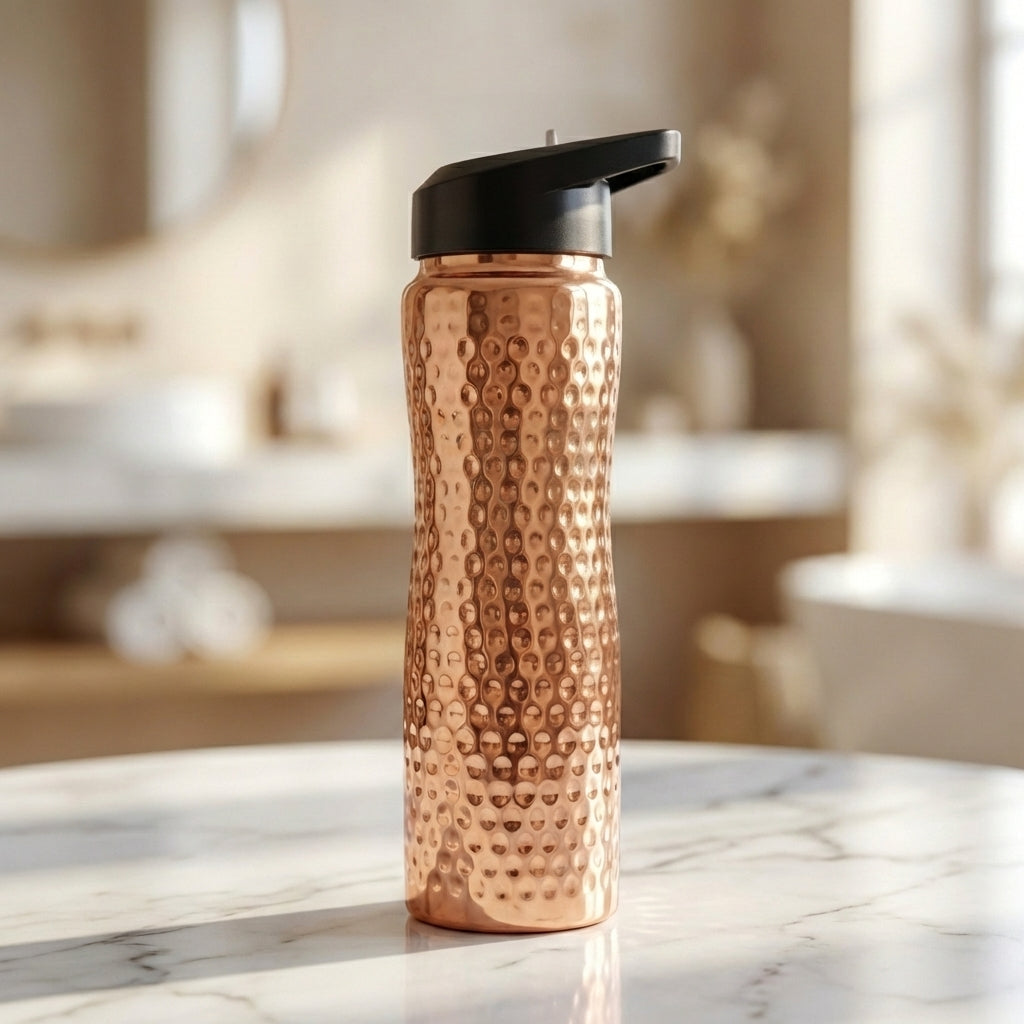 Pure Copper Bottle with Straw - 34 oz