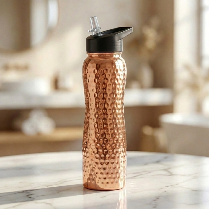 Pure Copper Bottle with Straw - 34 oz