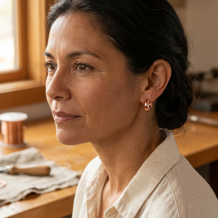 Vera's Linnet Copper Hoop Earrings