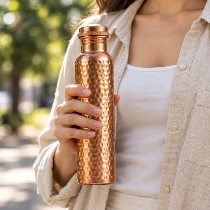 Ashwell Copper Water Bottle | Handcrafted from Pure Copper | 34 oz