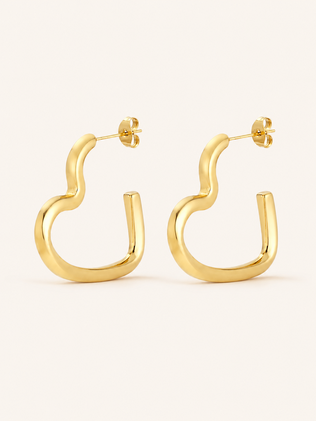 Idelle | Open Heart Hoop Earrings with Polished Finish