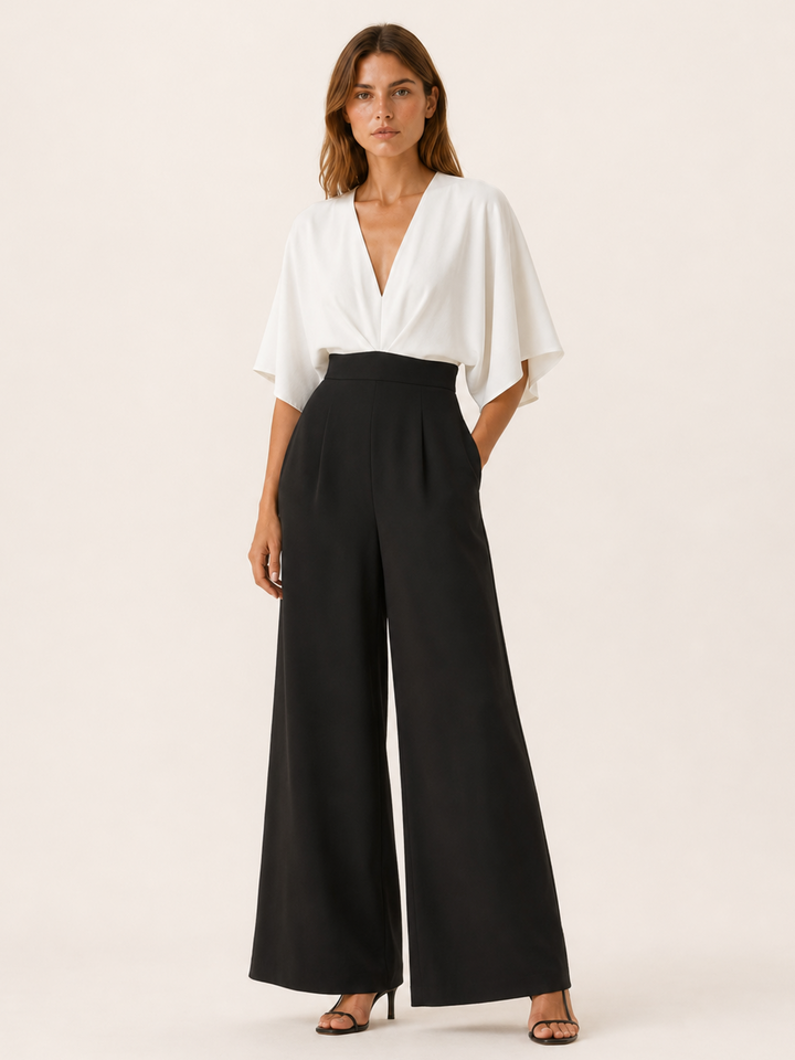 Idony | Wide Leg Jumpsuit with Draped Sleeves