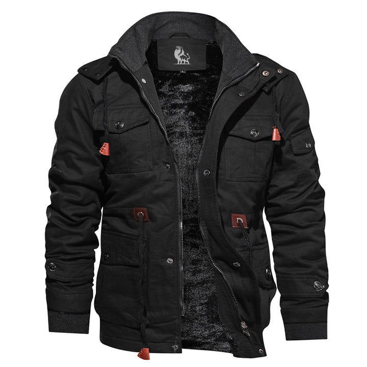 Survival Cotton Jacket Black Mens Front View | The Ashwell