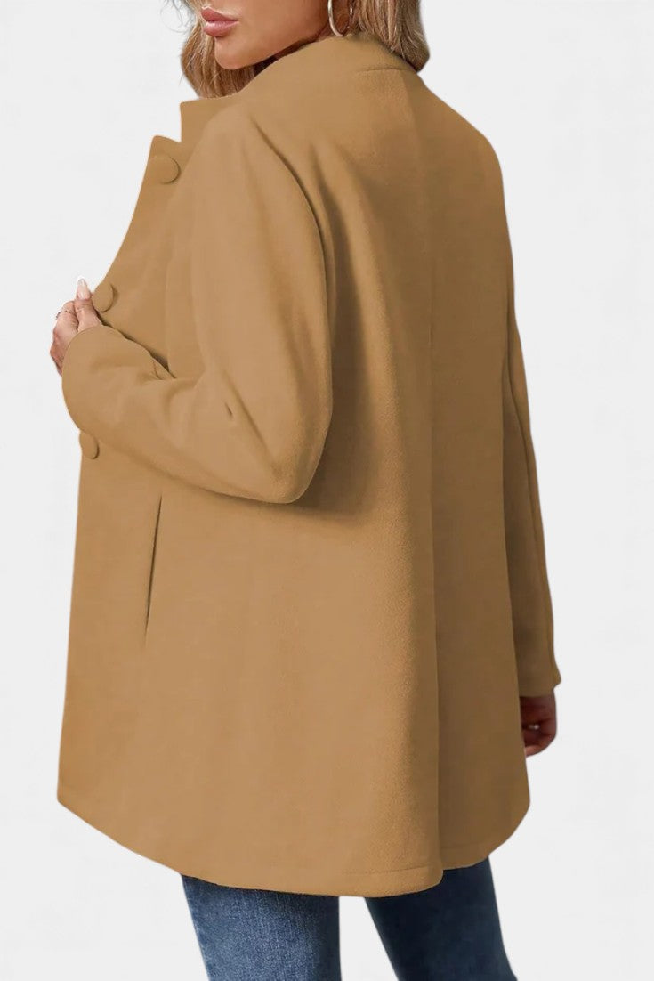 Lyana long sleeve coat button detail close-up