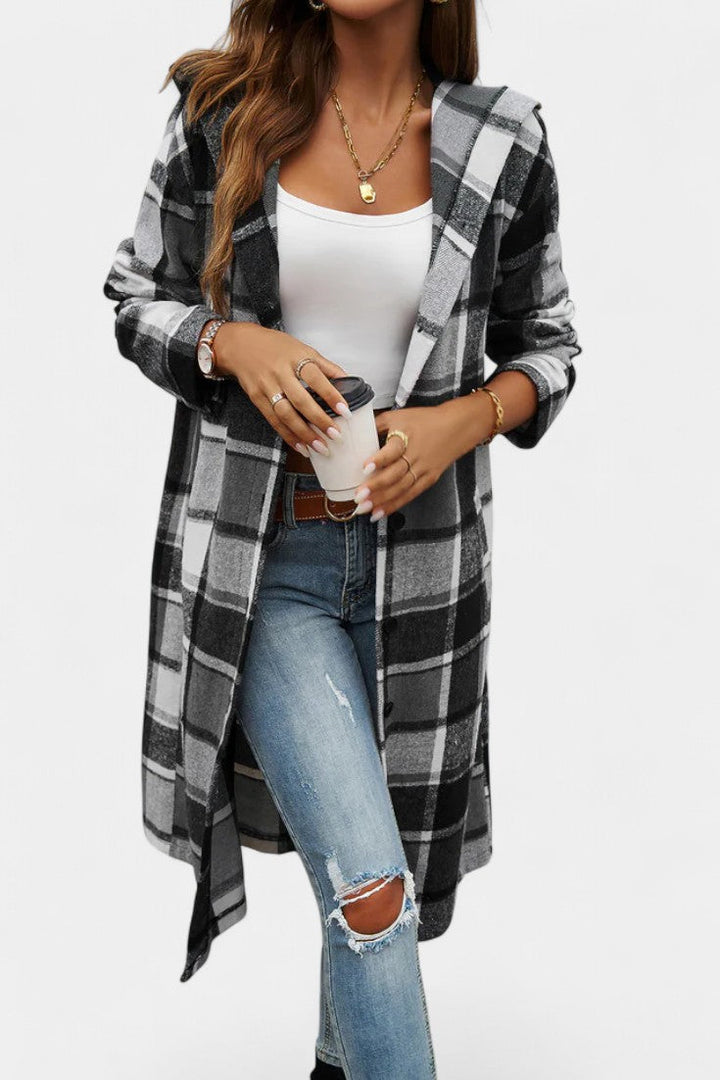 Sandrine hooded coat lining and inner detail