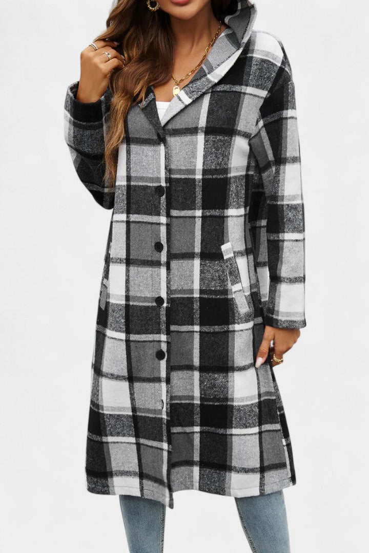 Sandrine brushed check fabric texture close-up