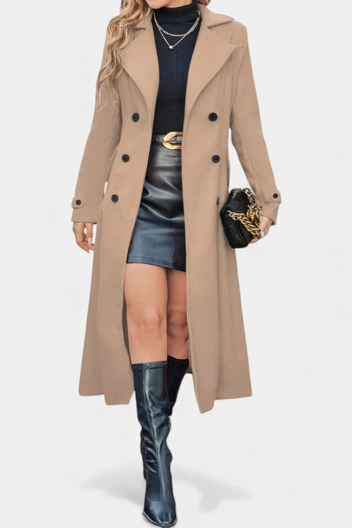 Naissa structured coat side profile full length