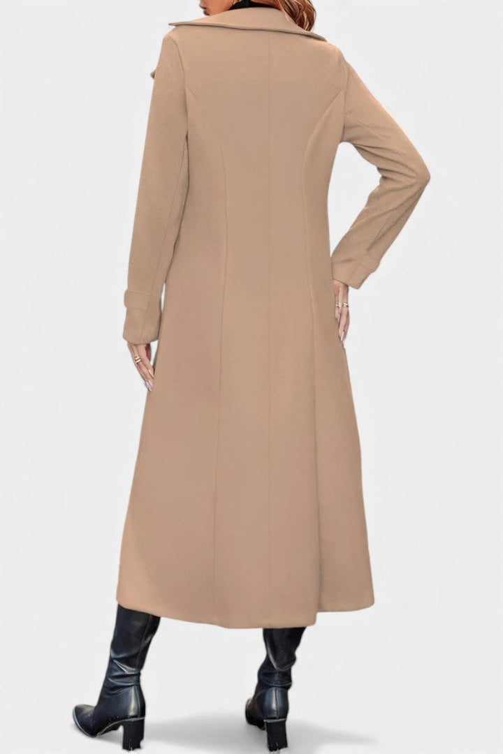 Naissa long coat waist and belt loop detail