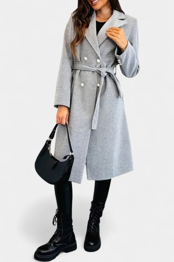 Miguelle coat editorial full outfit styling shot