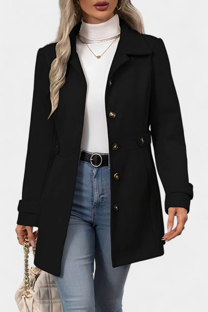 Cléophée elegant coat model half-length view