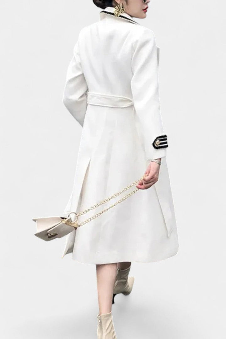 Narcisa long coat side view full length model