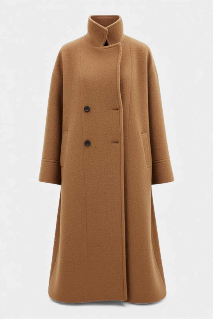 Camile long coat half-length model side view