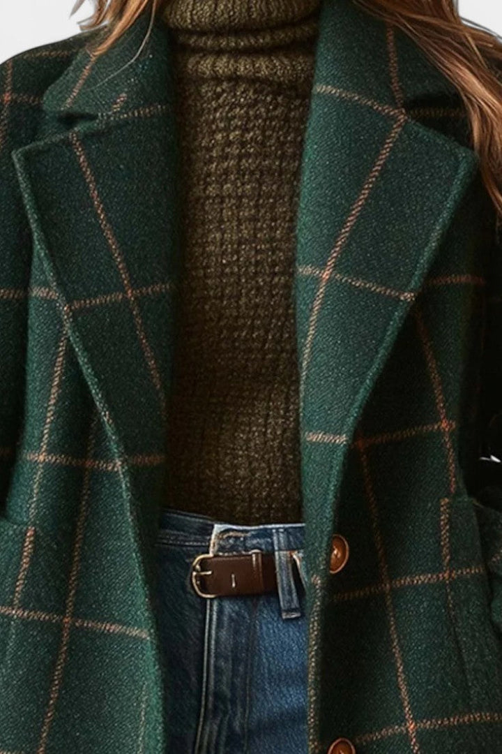 Saphira check coat pattern detail close-up