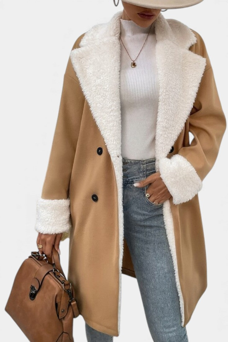 Romina structured coat with fleece lining side view model