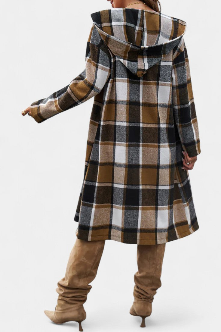 Sandrine plaid jacket sleeve and cuff detail close-up