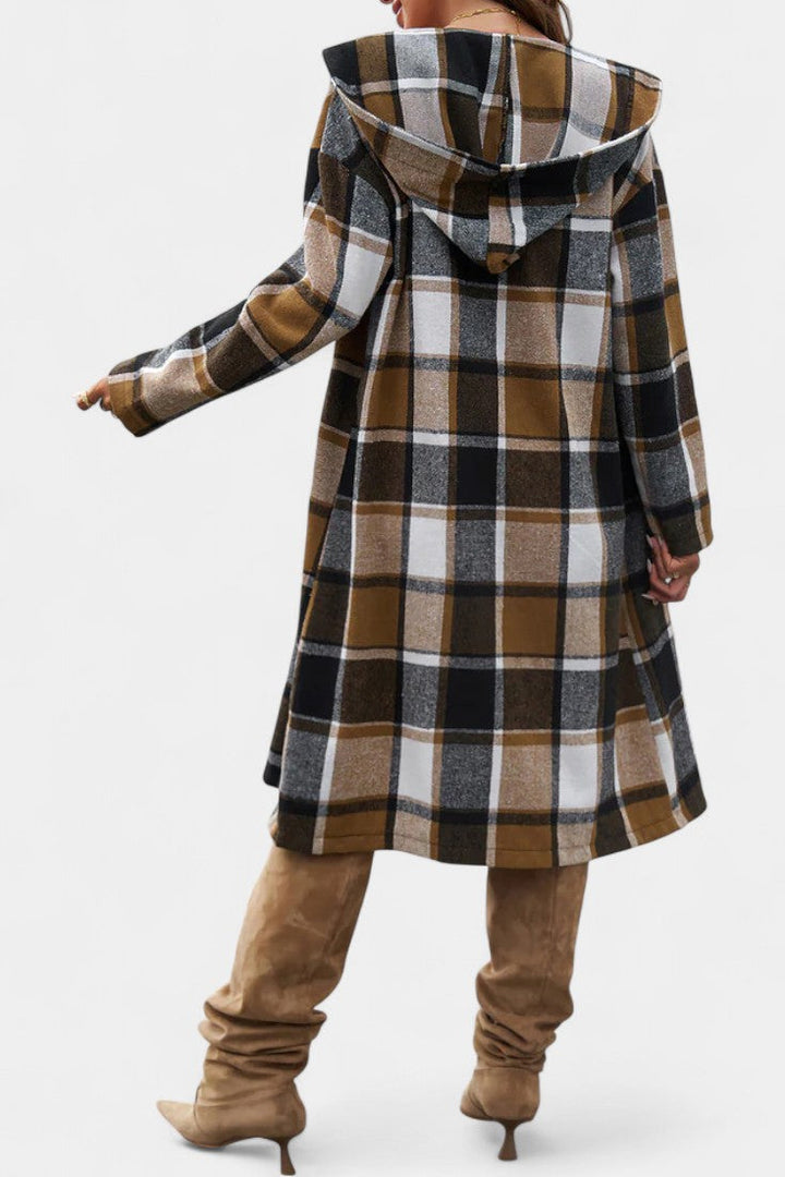 Sandrine plaid jacket sleeve and cuff detail close-up