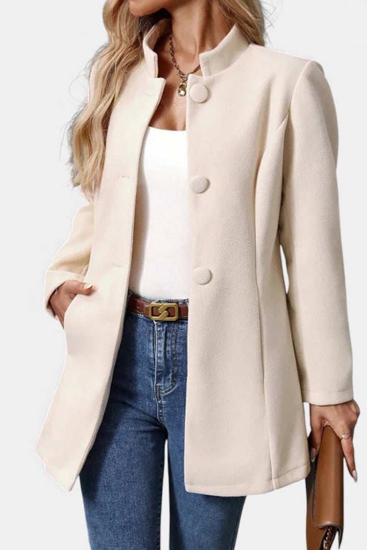 Lyana long coat side view full length