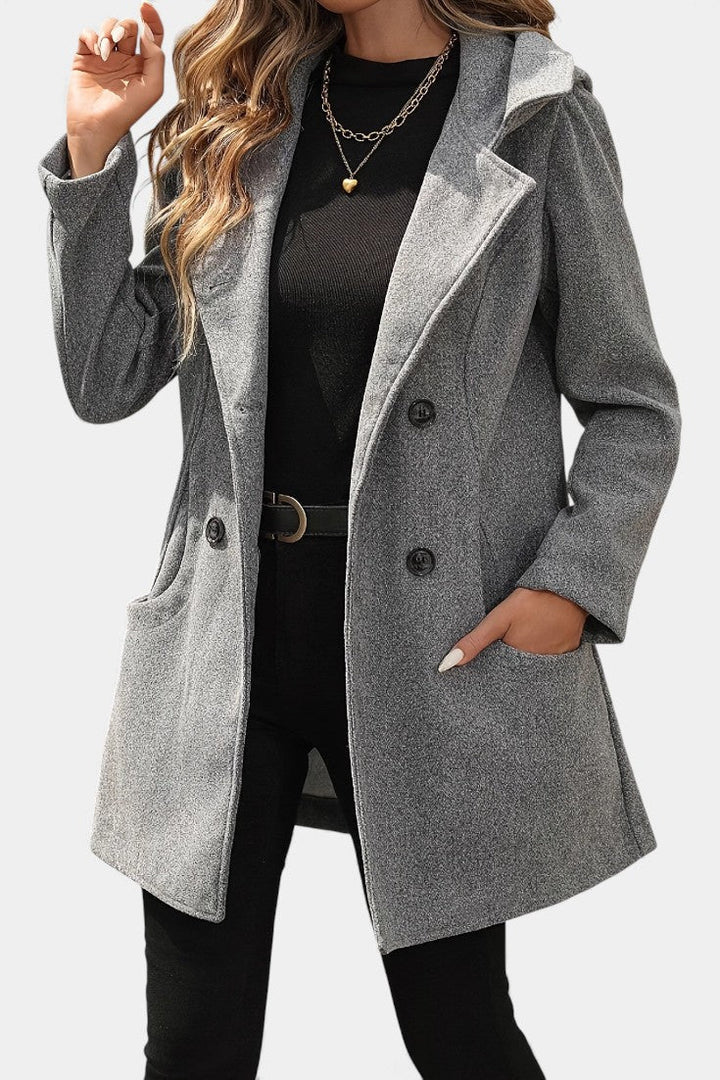 Lada structured coat side view model full length