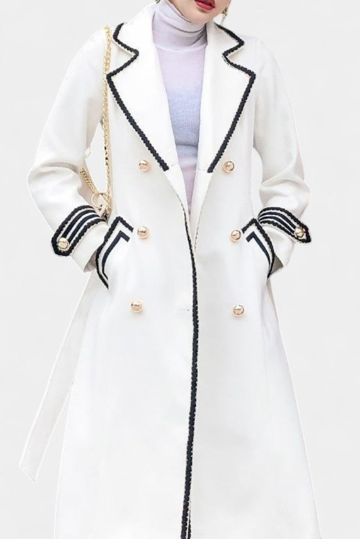 Narcisa elegant long faux fur coat front view