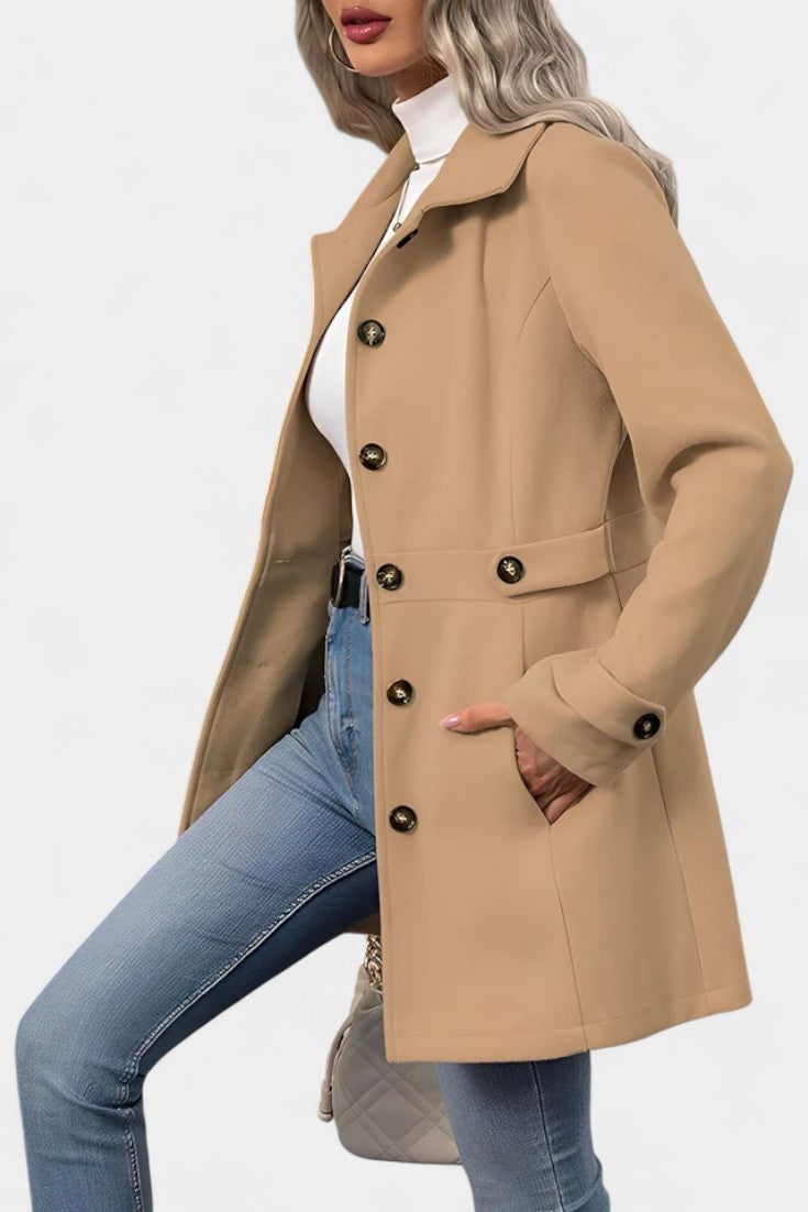 Cléophée mid-length coat back three-quarter view