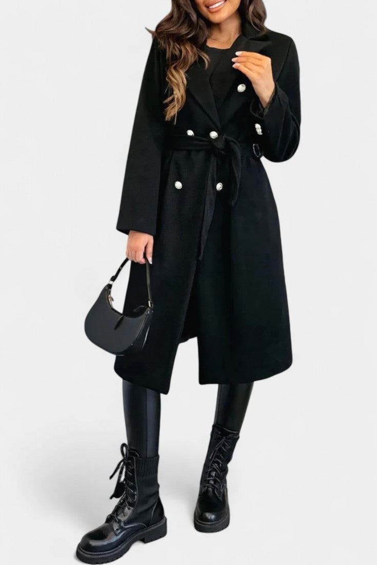 Miguelle coat pocket and hem detail close-up