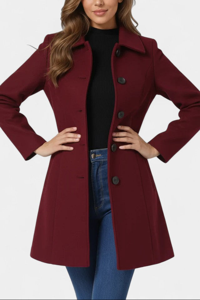 Louane fitted coat waist button detail