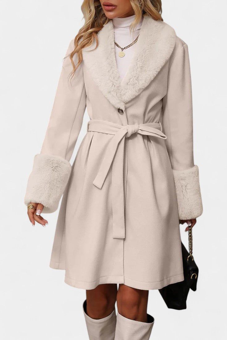 Colombine belted trapeze coat waist tie detail
