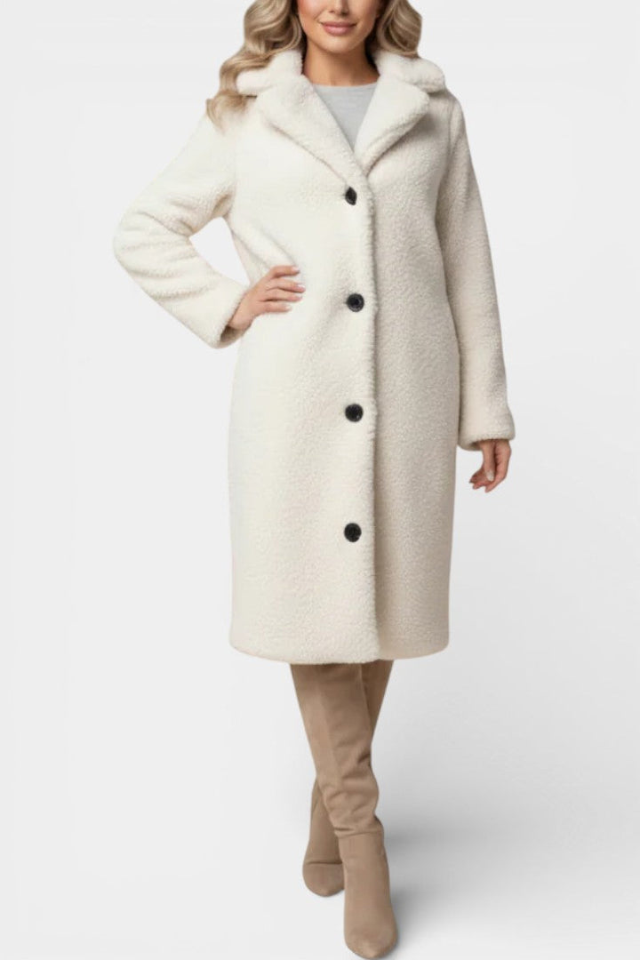Verdeline oversized teddy coat in white front view