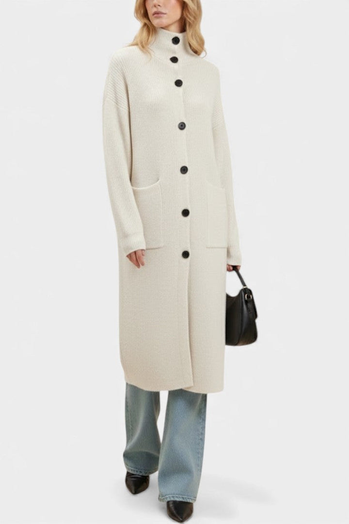 Clarisse turtleneck coat in grey front view