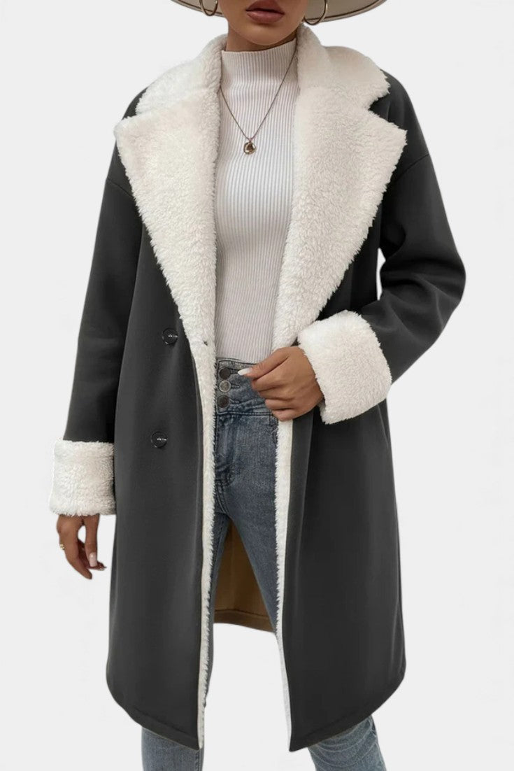 Romina tailored coat lifestyle fashion outdoor shot