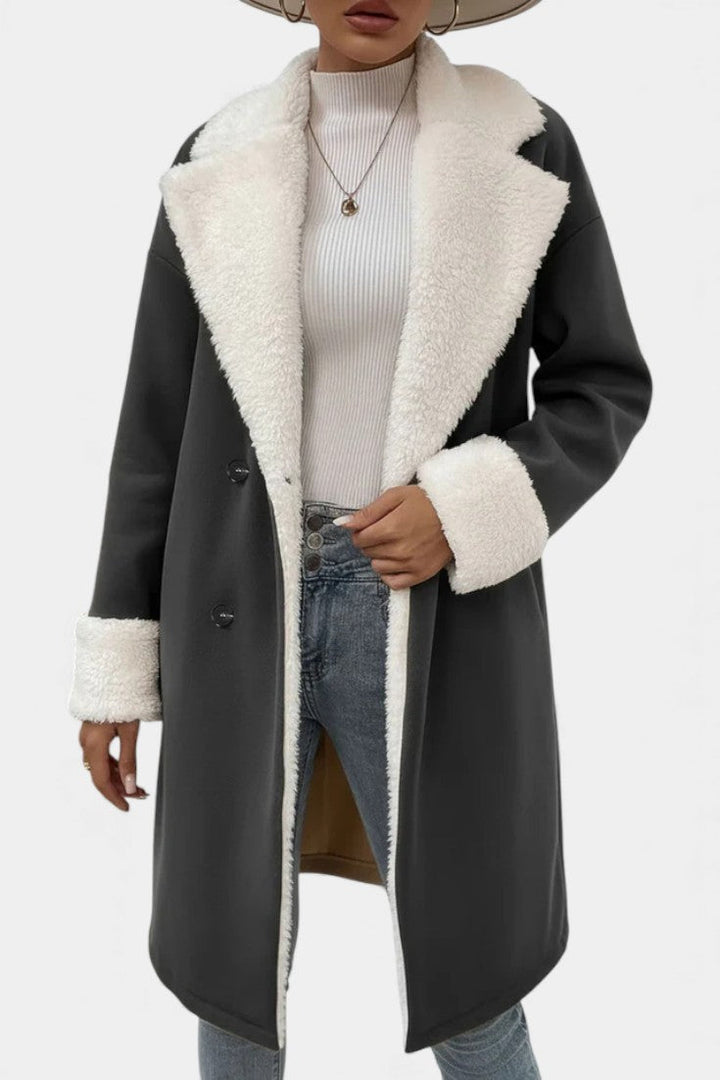 Romina tailored coat lifestyle fashion outdoor shot
