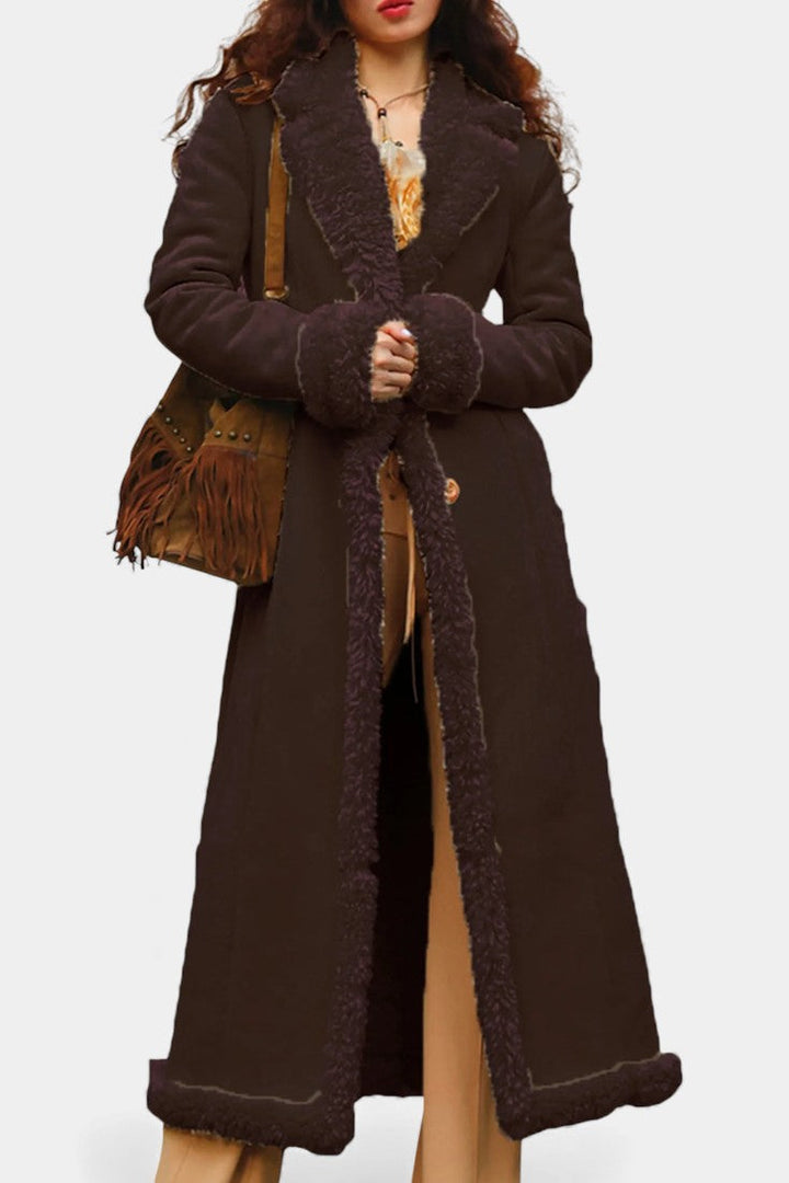 Massilia long coat side view full length