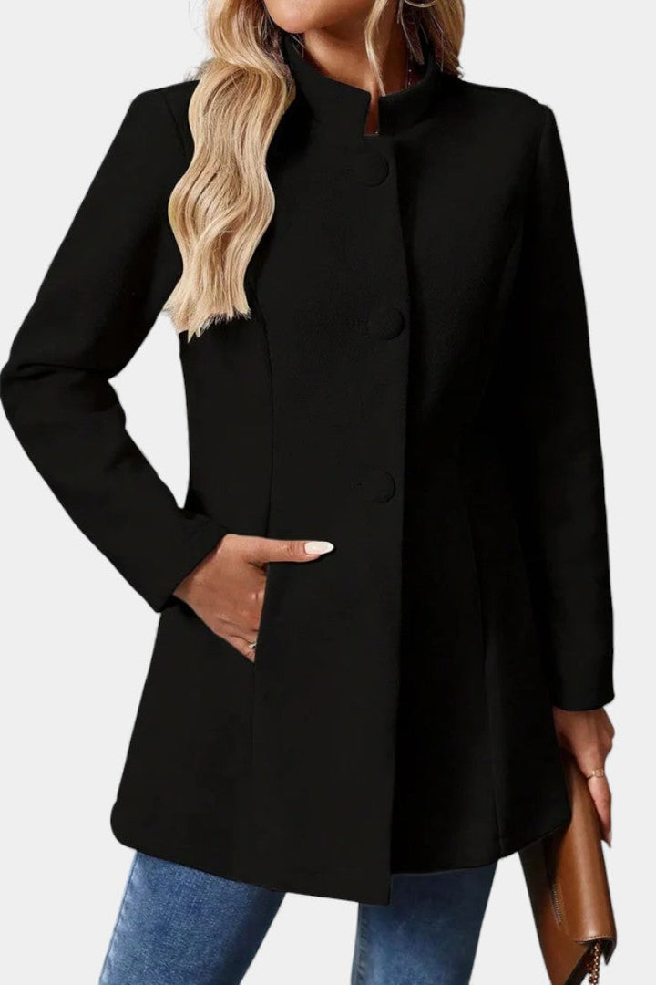 Lyana coat in grey front view standing model