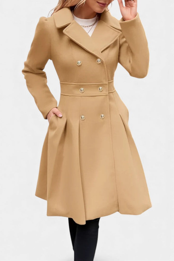 Philia pea coat in black front view model