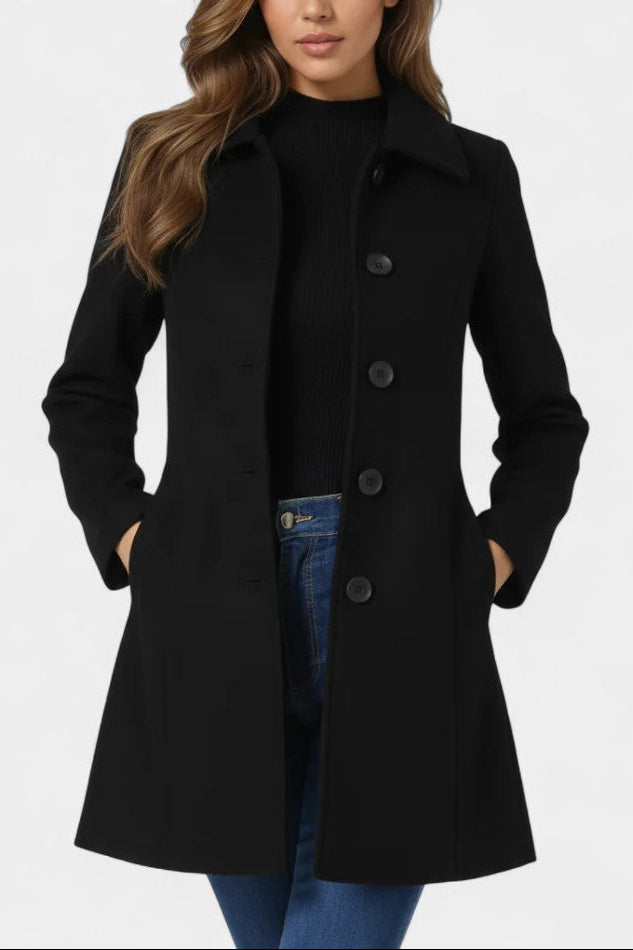 Louane winter coat single button fitted waist front view