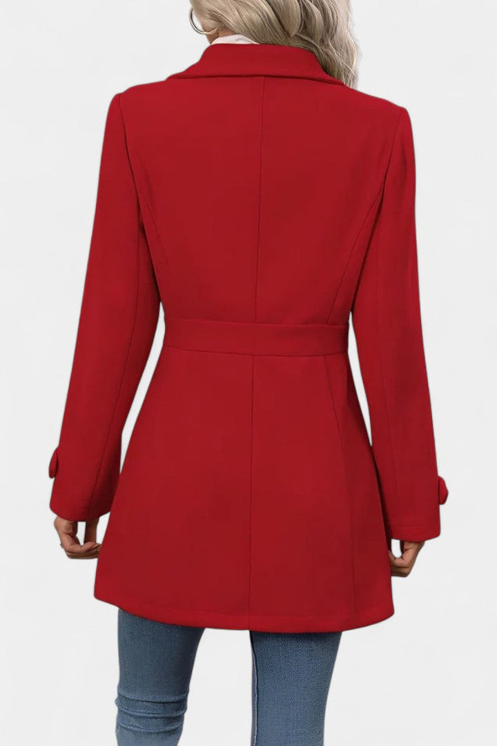 Cléophée belted coat side silhouette view