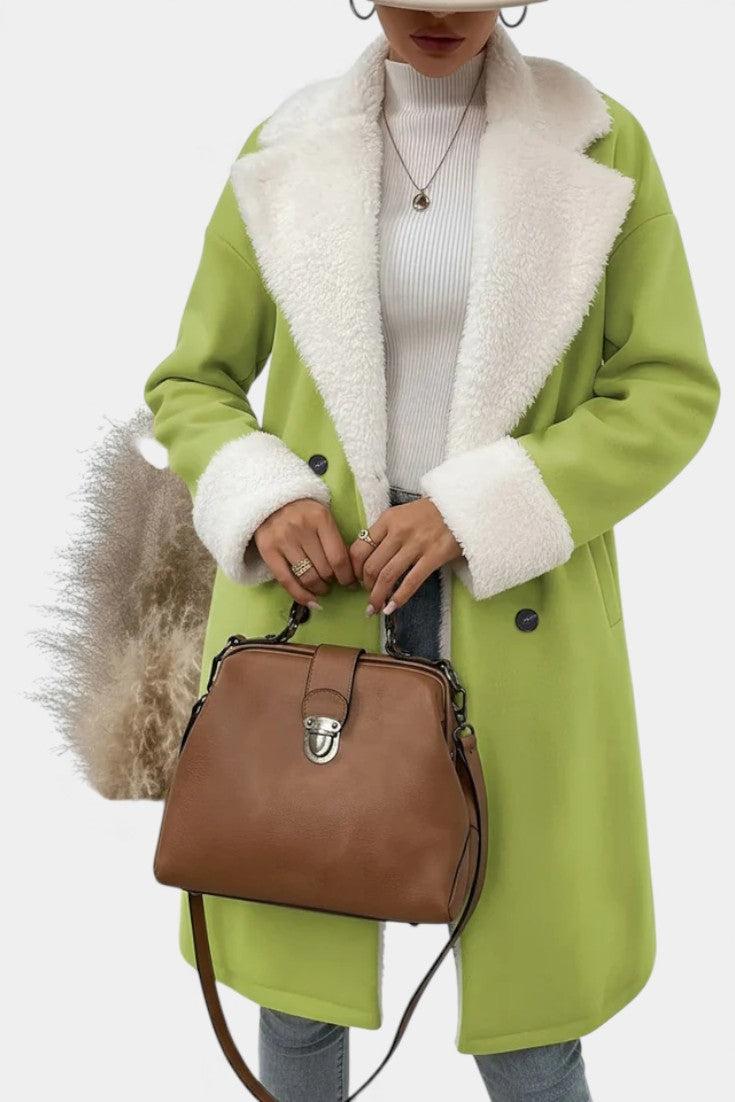 Romina mid-length coat sleeve and lining detail
