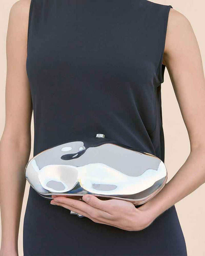 Glamorous Evening Sculptural Metallic Clutch Bag