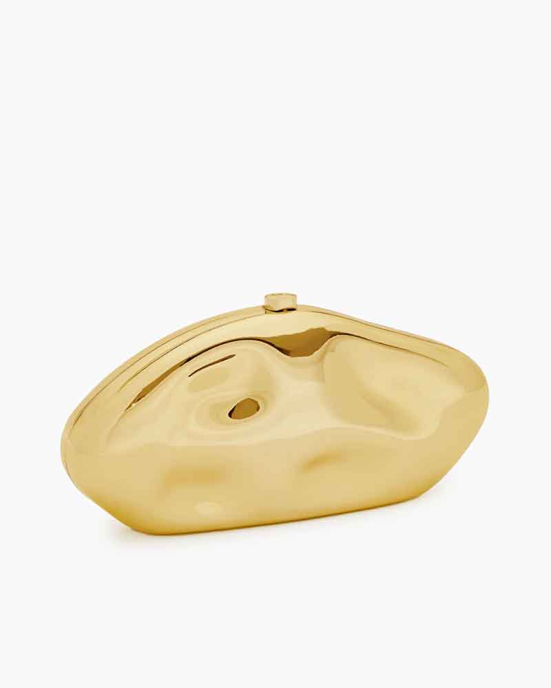 Glamorous Evening Sculptural Metallic Clutch Bag